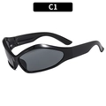 Schwarze Retro-Sonnenbrille für Damen mit breitem Rahmen und grauen Gläsern C1 - Schwarzer Rahmen Graue Gläser