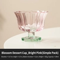 Coupe à dessert en verre en forme de pétale rose avec base fleurie verte 240ml - 240ml / Rose Vif