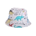 Cappello da pescatore bianco per bambini con dinosauri colorati per la protezione solare - 52cm (2-6 Anni) / Mondo dei Dinosauri