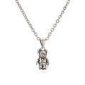 Collana con ciondolo a forma di orso punk gotico in argento antico e catena - Orso Fondente / Argento