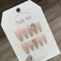 Handmade moonlight white glitter press-on nails with elegant shiny crystals set - XS / Moonlight White Sparkle Rhinestone