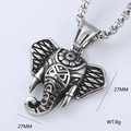 Hip hop elephant head pendant necklace in stainless steel with 27mm silver charm - Elephant Head With Chain (Style 1 With Chain)