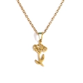 Detail of 18k gold plated stainless steel necklace featuring a stylized flower pendant - February Gold