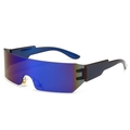 Futuristic oversized UV400 sports sunglasses with blue purple gradient lenses - UV400 / Blue Frame Blue Lens