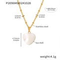 Golden stainless steel necklace featuring a white heart sea shell pendant and bead chain - Small / Gold (Small Size)