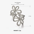 Bague double fleur en acier inoxydable argenté, ouverte, dimensions 1,7cm et 2,7cm - Bague Fleur Couleur Acier / Argenté