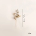 Glittering champagne gold Christmas berry pick with artificial leaves and pine needles - Champagne Gold