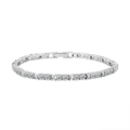 Silver S925 sterling silver tennis bracelet with cubic zirconia and X-shaped links - 3mm Platinum 16.5cm Approx. 7.4g
