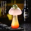 Creative mushroom shaped cocktail glass with layered pink drink and lime garnish - Creative Mushroom Glass/201-300ml