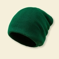 Close-up of dark green knitted beanie with vertical ribbed texture for winter warmth - Dark Green