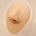 U-förmiger goldener Blumen-Nasenring mit Zirkonia für Damen ohne Piercing-Bedarf - Runde Blume-Zirkonia