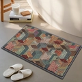 Modern minimalist chenille bath mat with colorful abstract geometric patchwork design - Colorful Cube