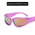 Y2K steampunk sunglasses with purple metallic frame and pink mercury mirror lens - Purple Frame Pink Mirror