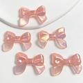 Five pink translucent iridescent bow-shaped beads for DIY jewelry and phone charms - 1 Bead / Glowing Glitter Watermelon Red