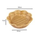 Handwoven petal-shaped fruit basket in light yellow imitation rattan, 28cm diameter size - Round Scalloped Yellow Large