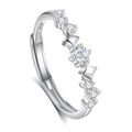 925 Sterlingsilber Sternring mit klaren Zirkonia Steinen und s925 Stempel Gravur - Einstellbar Offen / Damenstil