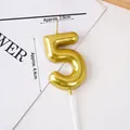Golden number 5 birthday candle with metallic finish for cake decoration, 4.4cm height - Golden Number 5