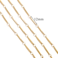 18K gold plated stainless steel S-link chain with 12mm slender tube segments - G5-12mm Fine Bar