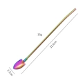 Rainbow plated stainless steel straw spoon with square shovel head and 22.5cm long handle - Smooth Pointed Spoon - Rainbow