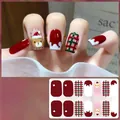 Christmas gel nail wraps with cute Santa bear and red green plaid designs CS-441 - CS441