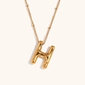Golden 18K plated stainless steel necklace featuring a balloon style letter H pendant - Gold-H