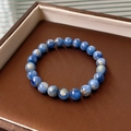 Bracelet à une rangée de perles de kyanite bleue avec un éclat soyeux et effet œil de chat - 62# Bleu