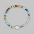 Bracciale bohémien fatto a mano con perline di cristallo colorate e lettera K dorata - Lettera K
