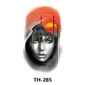Waterproof temporary tattoo sticker with black and white portrait and mosque sunset design - Th-285 / 210*148mm