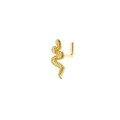 L-förmiger goldener Schlangen-Nasenstecker mit Schuppentextur auf weißem Hintergrund - Schlangenstil (Gold1) / Gold