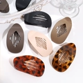 Flat oval leopard hair claw clips with hollow diamond pattern in diverse colors - 6pcs Matte Leopard Rhombus PC Set