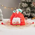 Christmas gift bag with 3D snowman and drawstring for candy or apple packaging - J-38 Red Velvet Snowman Bag
