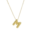 Golden textured letter M balloon pendant necklace with unique pebble grain finish - Necklace M