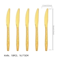 Set of 10 golden plastic knives with diamond textured handles for holiday party decor - Gold Plastic Knife