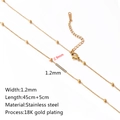 18K gold plated stainless steel box chain necklace with 1.2mm width and adjustable length - Bead Chain / Gold
