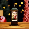 Vintage Weihnachts-Laterne in Bronze mit Weihnachtsmann und warmem LED-Lichtdekor - Weihnachtsmann Windlicht Modell