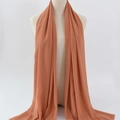Terracotta chiffon hijab scarf for women with lightweight draping and soft fabric texture - 135