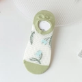 Socquettes invisibles en maille verte avec motif floral et silicone antidérapant - Taille unique / Fleur Verte