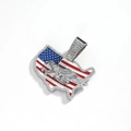 Iced out hip hop pendant featuring US map, American flag enamel and eagle detail - Silver Pendant Only (Without Chain)
