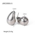 Detalle de pendientes de gota plateados con medidas 3,22x1,87cm y un peso de 25,45 gramos - Estilo Plateado (JDE230501-S)