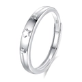 S925 sterling zilveren ring met driedimensionale sterren in glanzend gepolijste afwerking - Verstelbaar Open / Zilveren Herenring