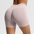 High-waist seamless scrunch butt fitness shorts in dusty pink with peach lift design - Porcelain Pink