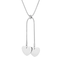 Collar de cadena de serpiente ajustable con colgante de corazón de plata en forma de Y - Doble Corazón (KN202578-Z) / Color Acero