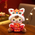 Plush Year of the Horse mascot toy wearing a festive red Tang suit and lion hat - Cute Horse - Red Envelope / 16cm
