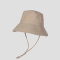 Detail of adjustable windproof drawstring and neat stitching on beige sun hat - M (56-58cm) / Beige