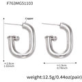 Orecchini ovali a forma di U in argento con dimensioni 2,6cm x 1,9cm e rame lucido - Argento (F763)