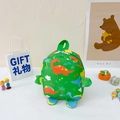 Green kids dinosaur backpack featuring colorful cartoon prints and 3D side decorations - Green