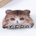 Pinza per capelli con gatto soriano arancione in acetato con design a orecchie di gatto - Gatto tigrato realistico grande (Grande D3-2-14)