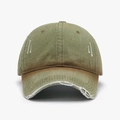 Gorra de béisbol retro de algodón verde oliva con detalles vintage desgastados - Ajustable / Verde