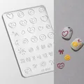3D silicone nail art mold JT-016 with smiling faces, hearts and bows patterns - High Transparent Silicone Mold JT-016 (Happy Face)