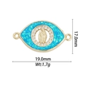 Detailed 18k gold plated evil eye charm connector with Virgin Mary and blue opal inlay - DZ-951/Eye Connector Blue Opal Virgin Mary
